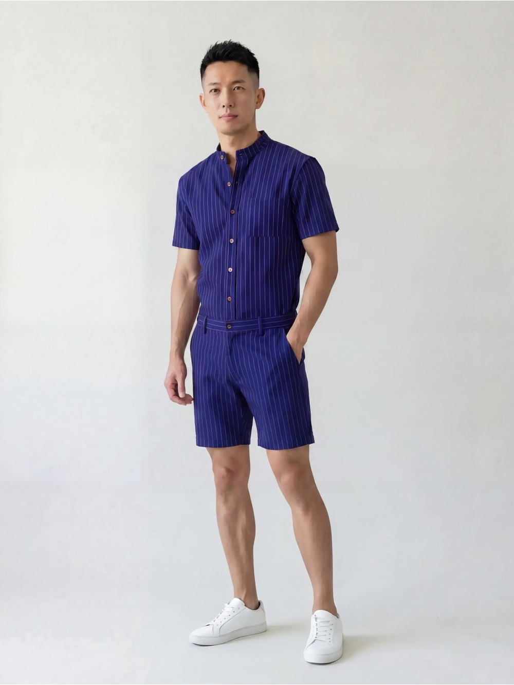 Romperjack navy chateau blue stripped romper
